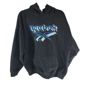 Reebok Mens Black Pullover Hoodie Logo Sweatshirt Size L